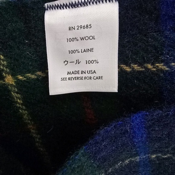 Pendleton Wool Tartan Blue Green Plaid Blanket Throw ~52" x 70" Camping Cabin - Picture 6 of 7